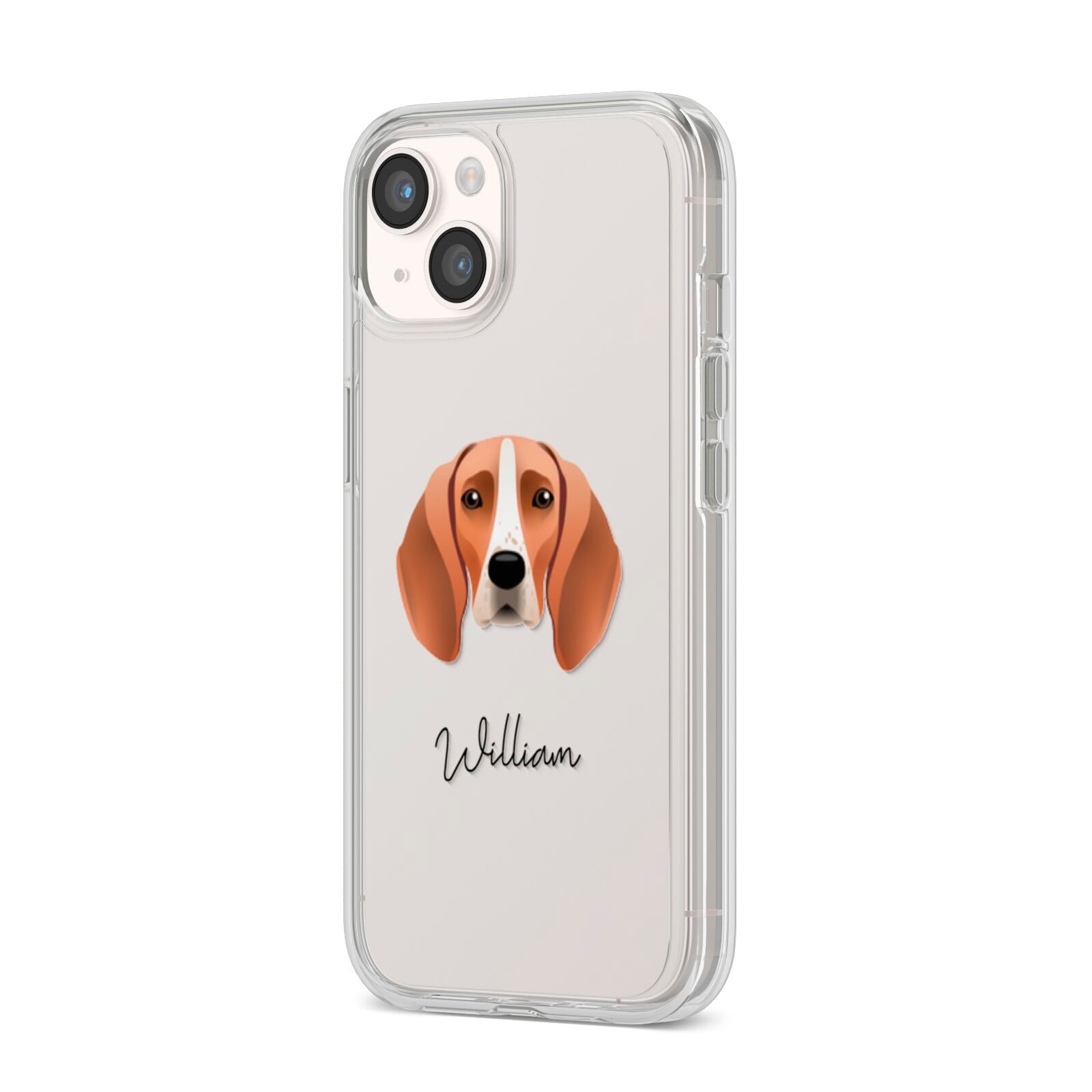 Foxhound Personalised iPhone 14 Clear Tough Case Starlight Angled Image