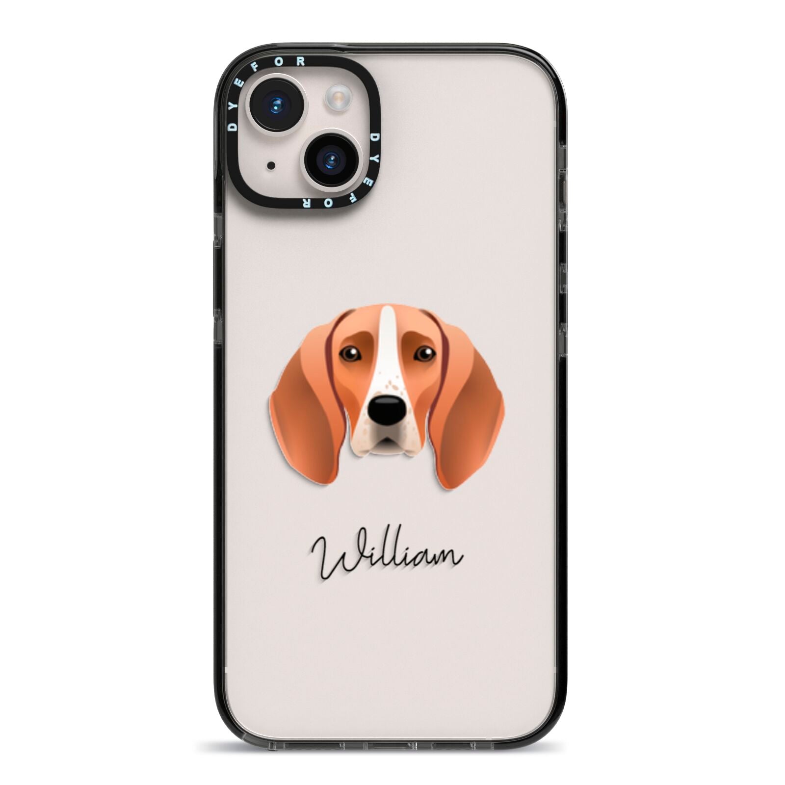 Foxhound Personalised iPhone 14 Plus Black Impact Case on Silver phone