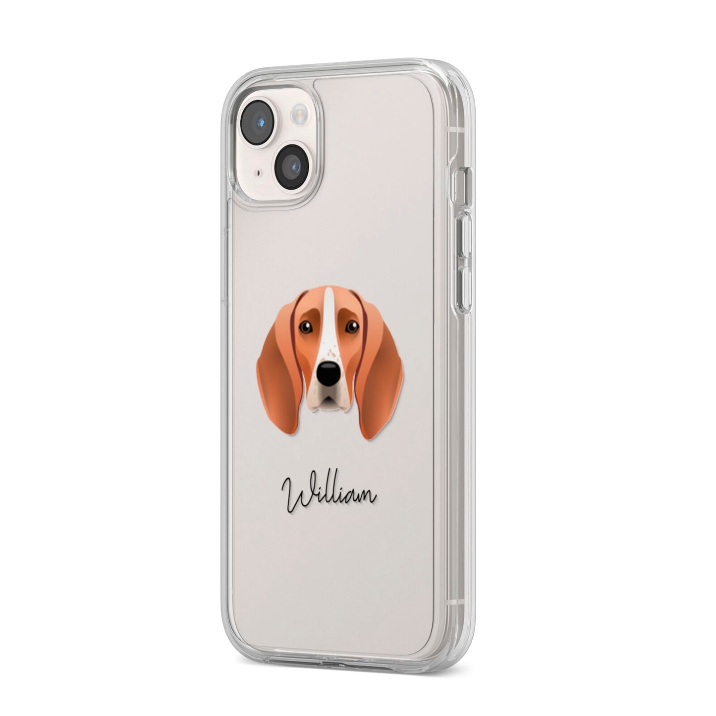 Foxhound Personalised iPhone 14 Plus Clear Tough Case Starlight Angled Image