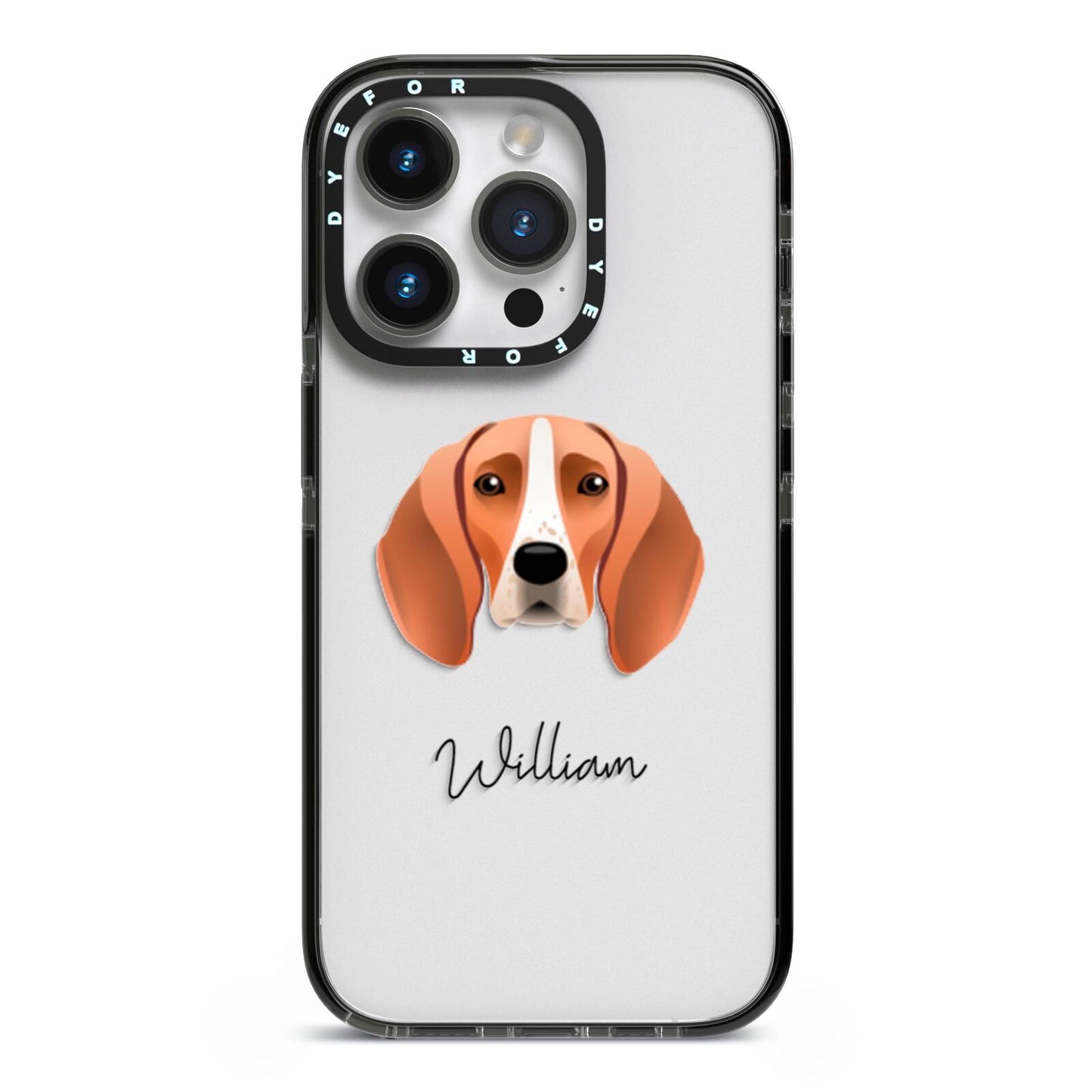 Foxhound Personalised iPhone 14 Pro Black Impact Case on Silver phone