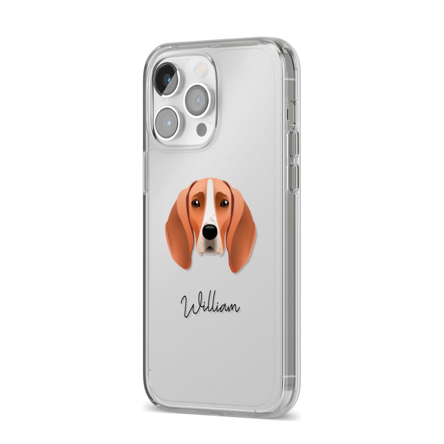 Foxhound Personalised iPhone 14 Pro Max Clear Tough Case Silver Angled Image