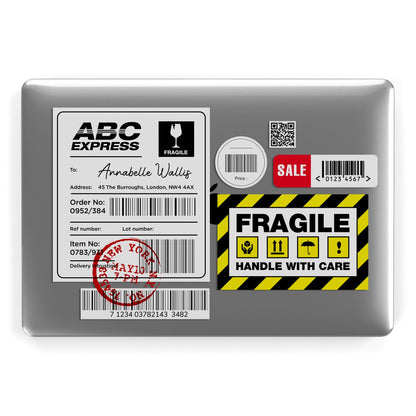 Fragile Courier Labels with Name Apple MacBook Case