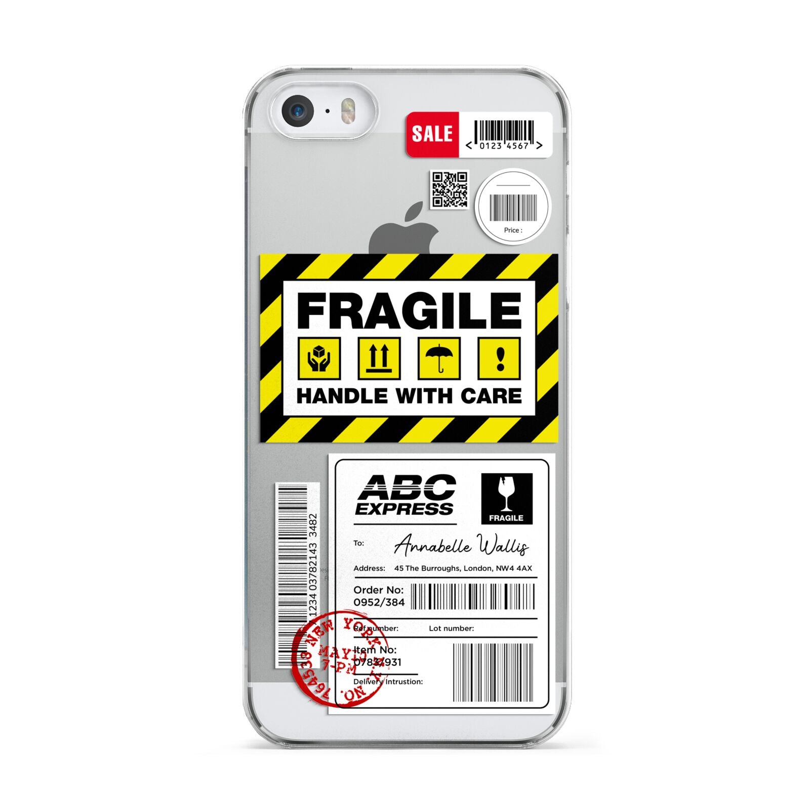 Fragile Courier Labels with Name Apple iPhone 5 Case