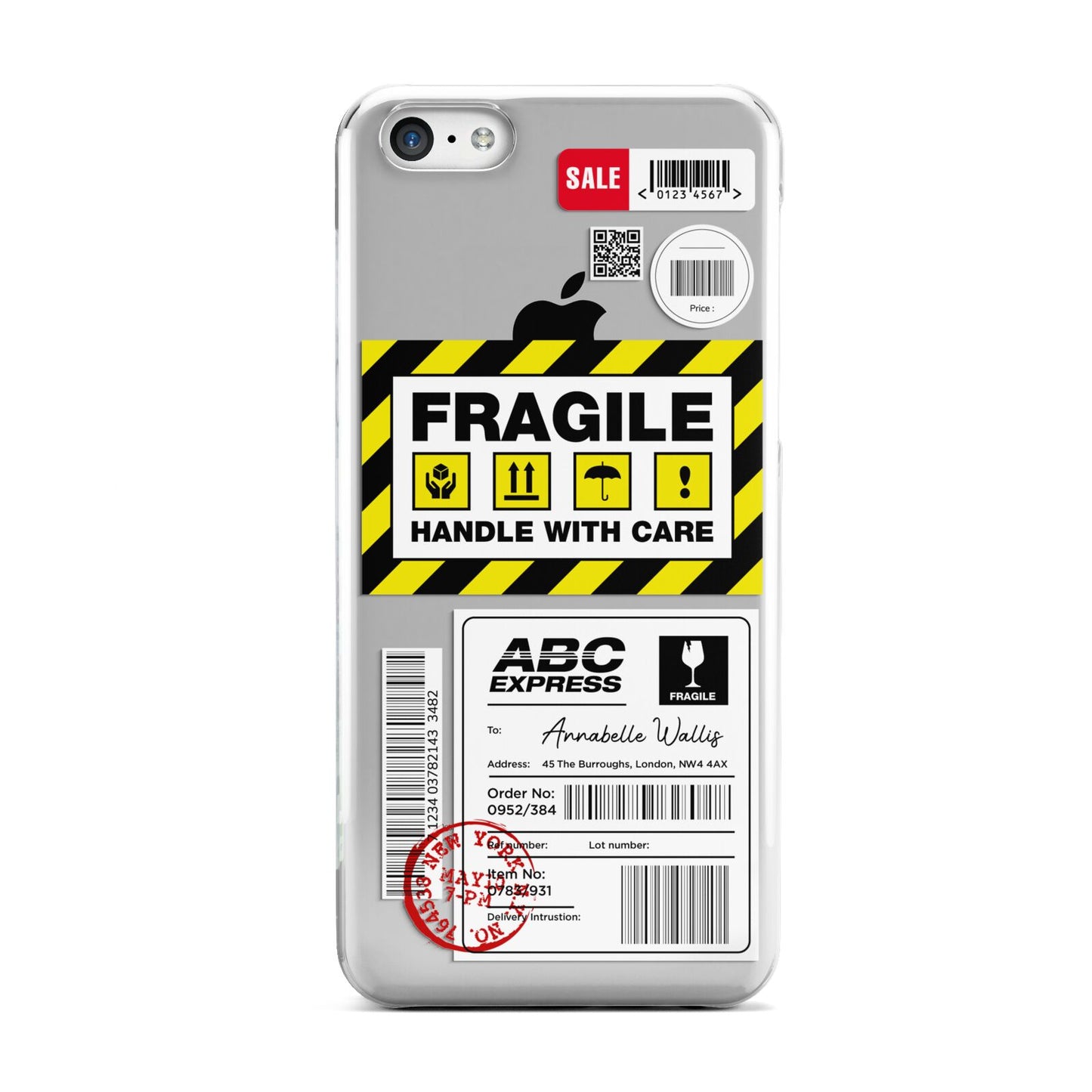 Fragile Courier Labels with Name Apple iPhone 5c Case