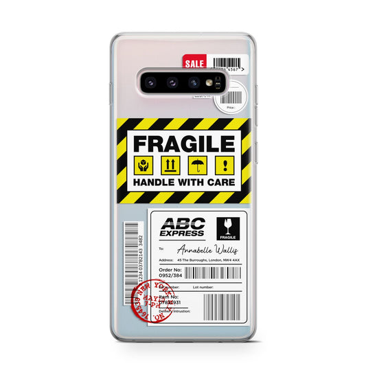 Fragile Courier Labels with Name Protective Samsung Galaxy Case