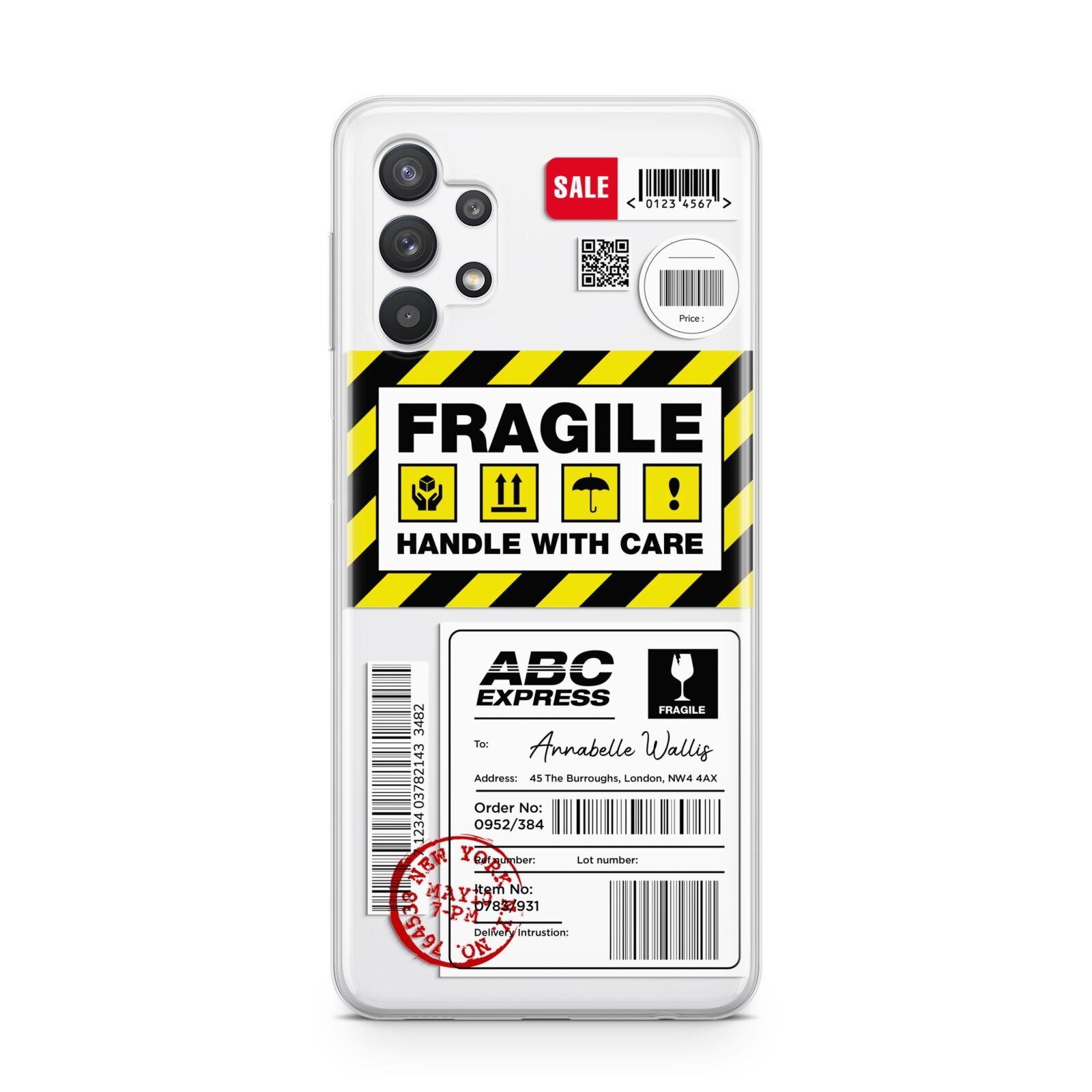 Fragile Courier Labels with Name Samsung A32 5G Case