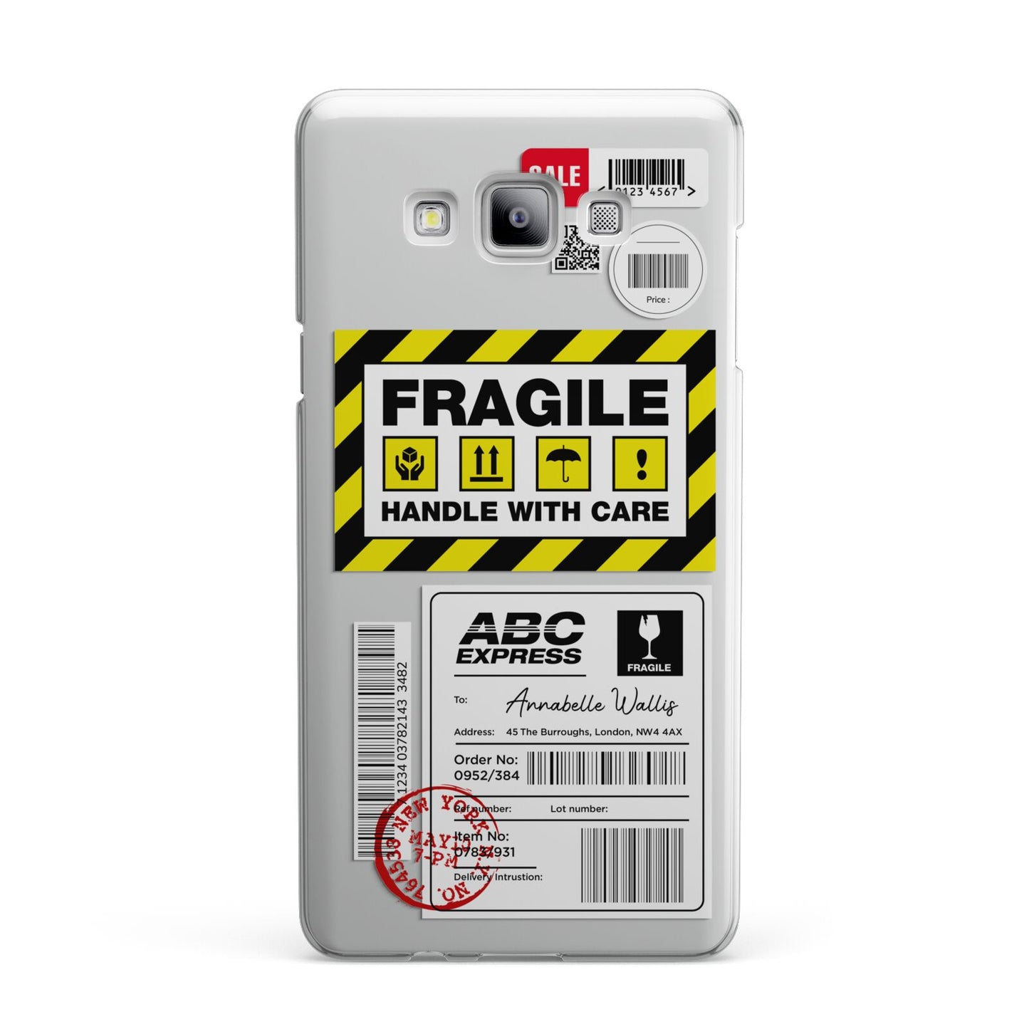 Fragile Courier Labels with Name Samsung Galaxy A7 2015 Case