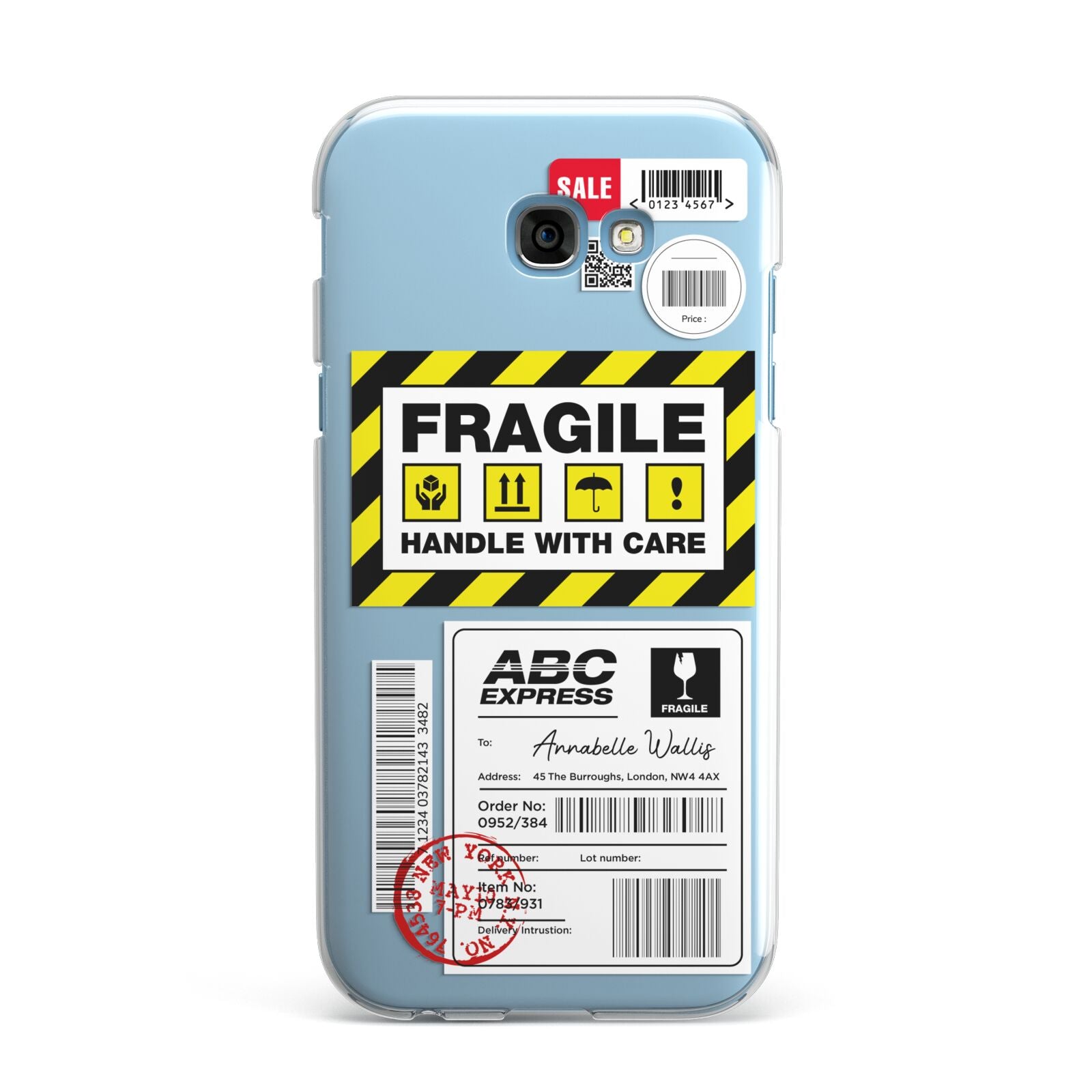 Fragile Courier Labels with Name Samsung Galaxy A7 2017 Case