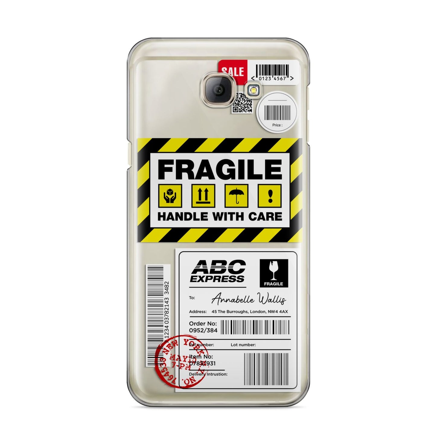 Fragile Courier Labels with Name Samsung Galaxy A8 2016 Case