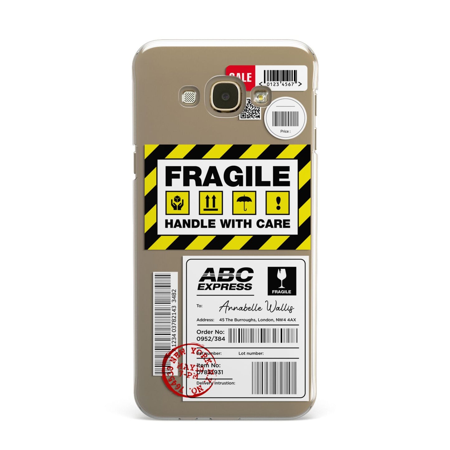 Fragile Courier Labels with Name Samsung Galaxy A8 Case