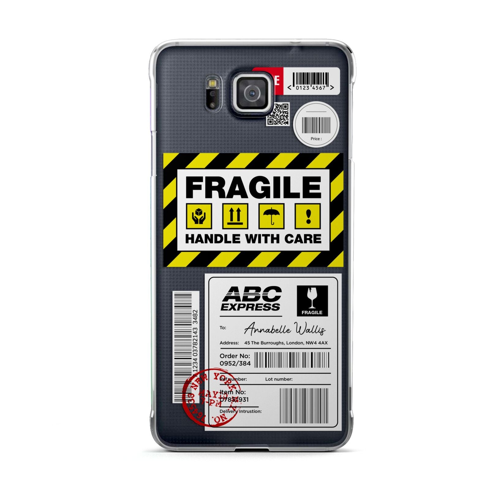 Fragile Courier Labels with Name Samsung Galaxy Alpha Case