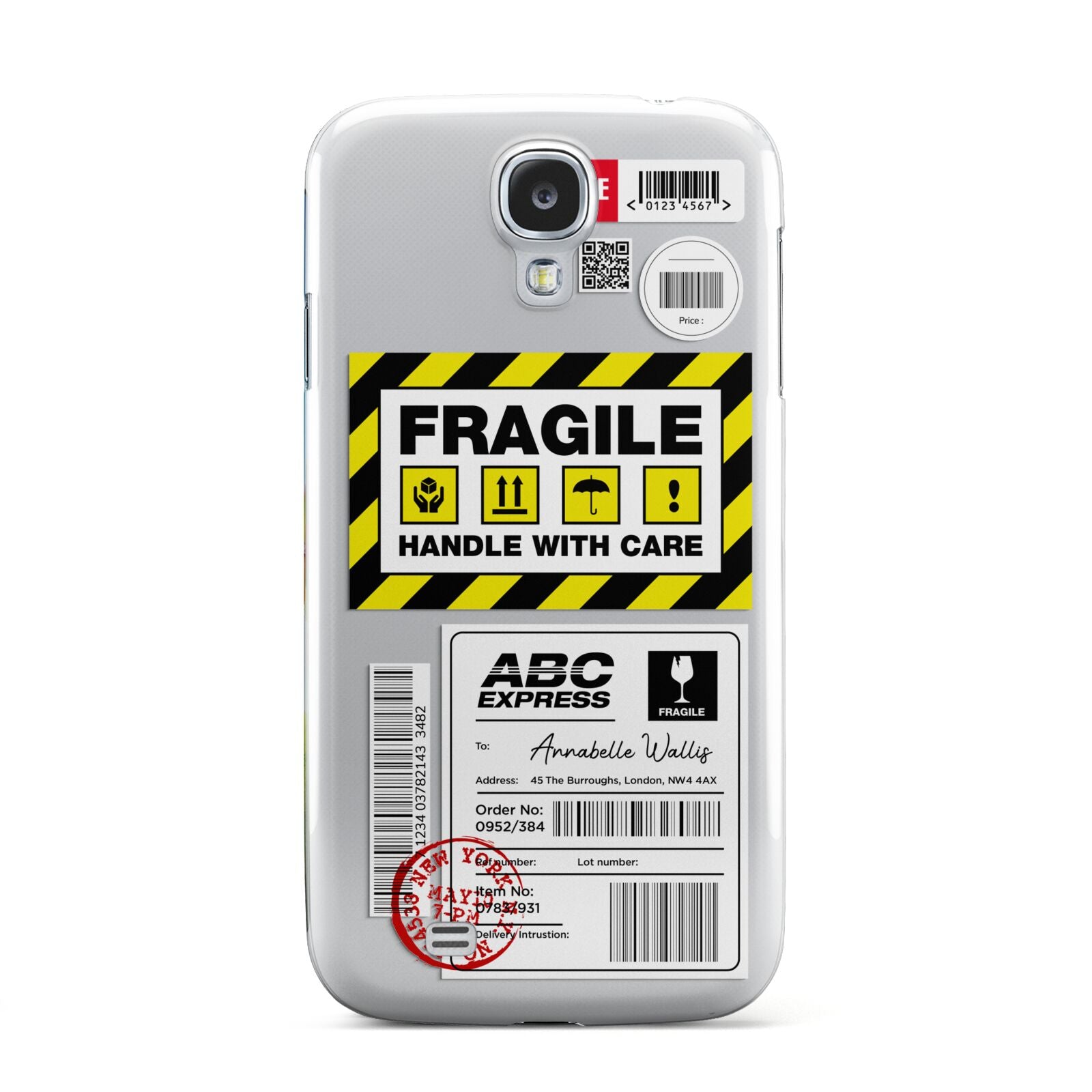 Fragile Courier Labels with Name Samsung Galaxy S4 Case