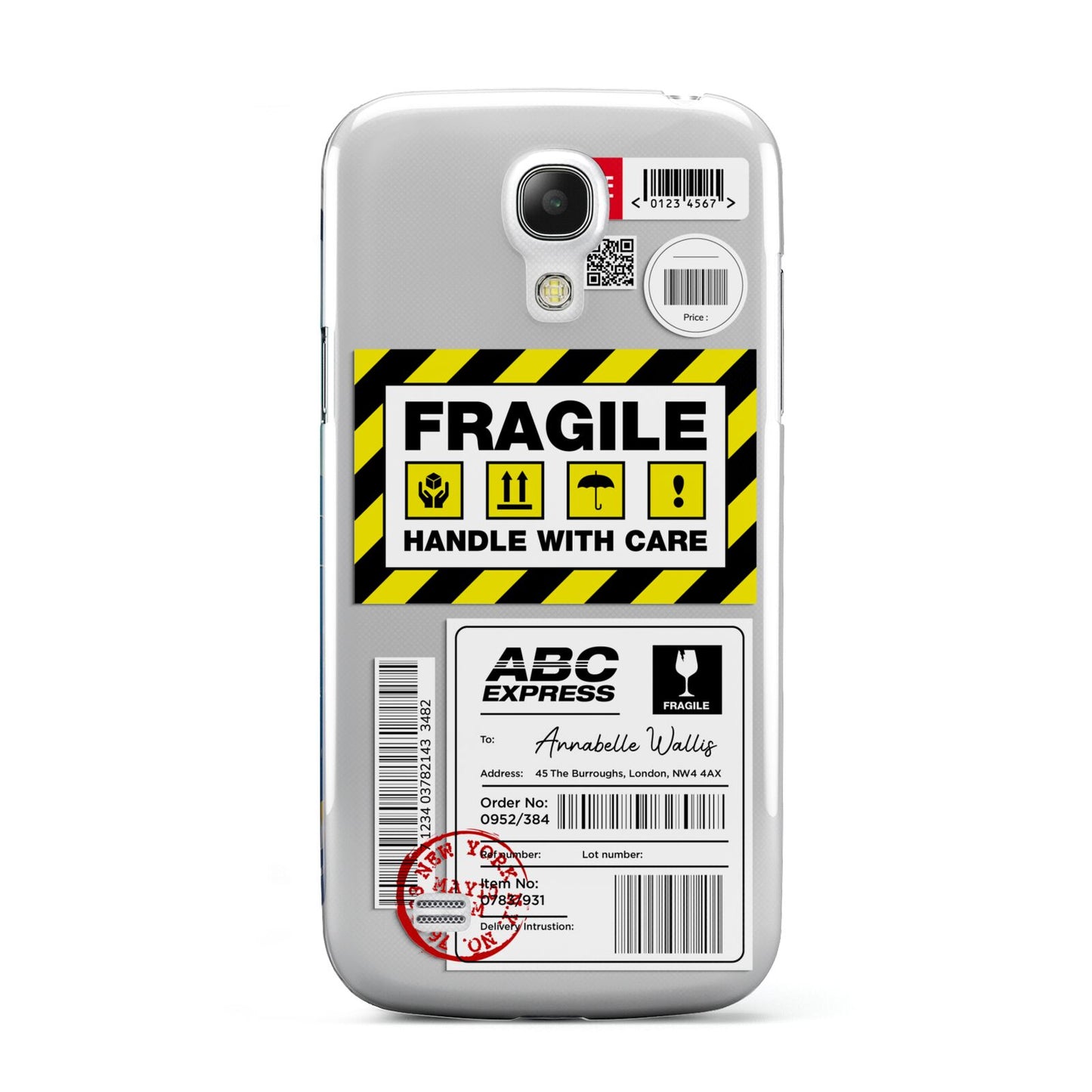 Fragile Courier Labels with Name Samsung Galaxy S4 Mini Case