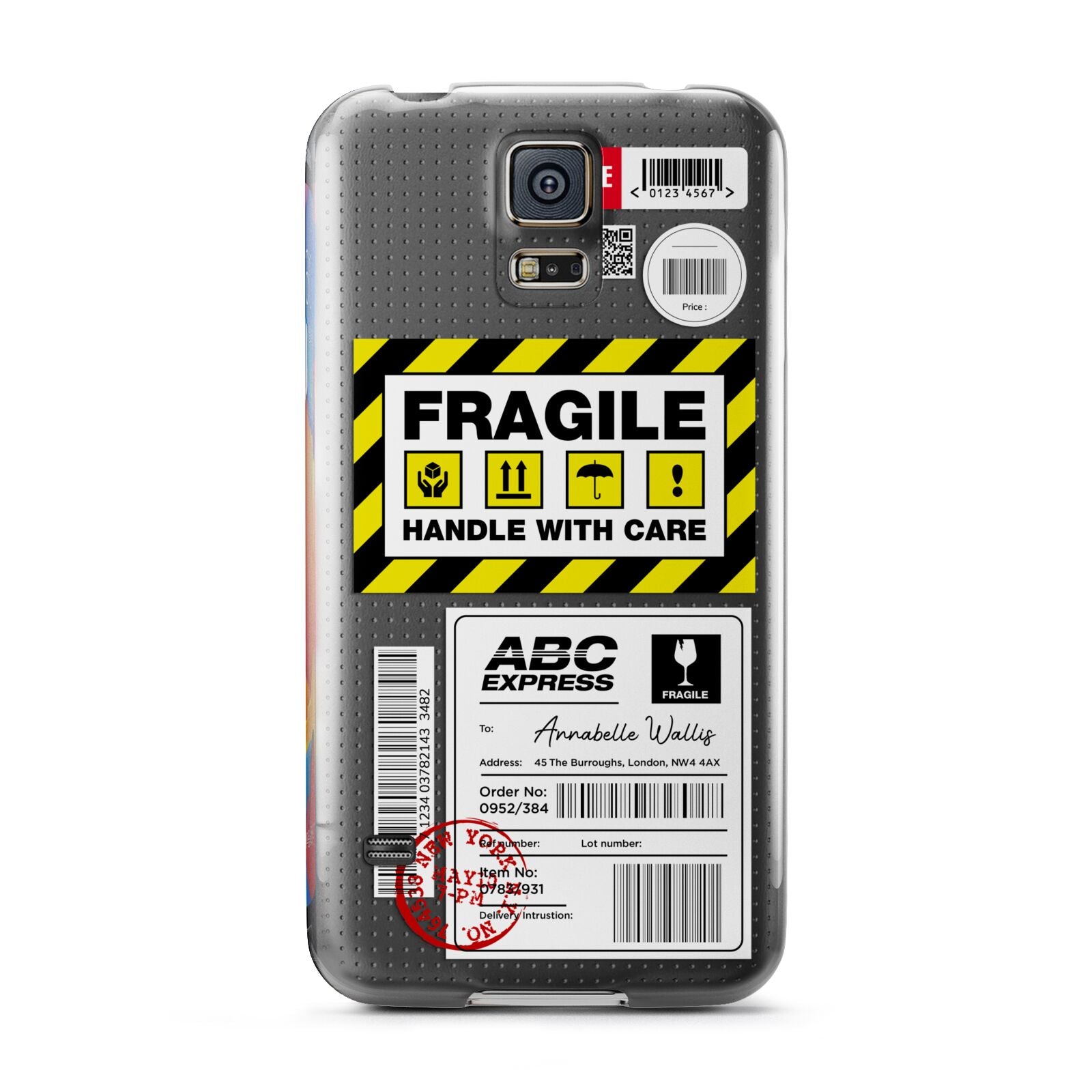 Fragile Courier Labels with Name Samsung Galaxy S5 Case