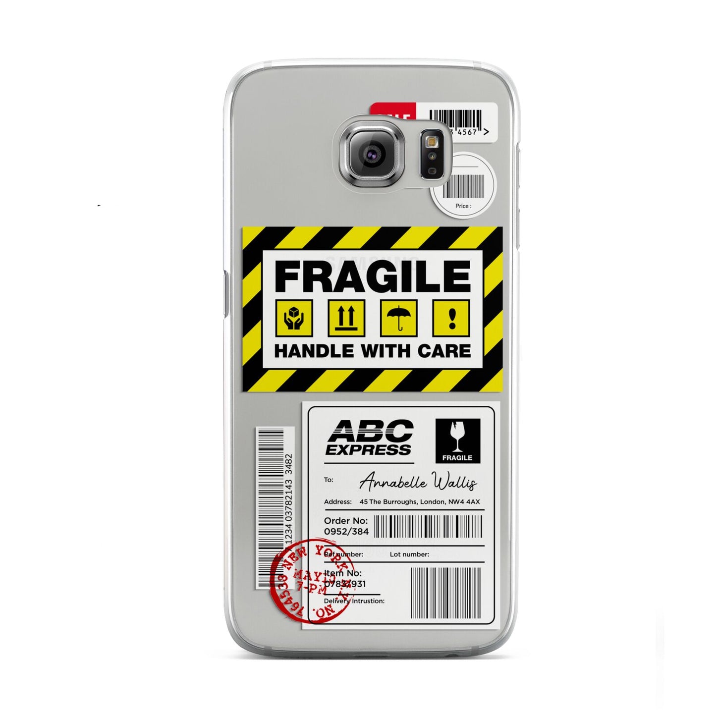 Fragile Courier Labels with Name Samsung Galaxy S6 Case