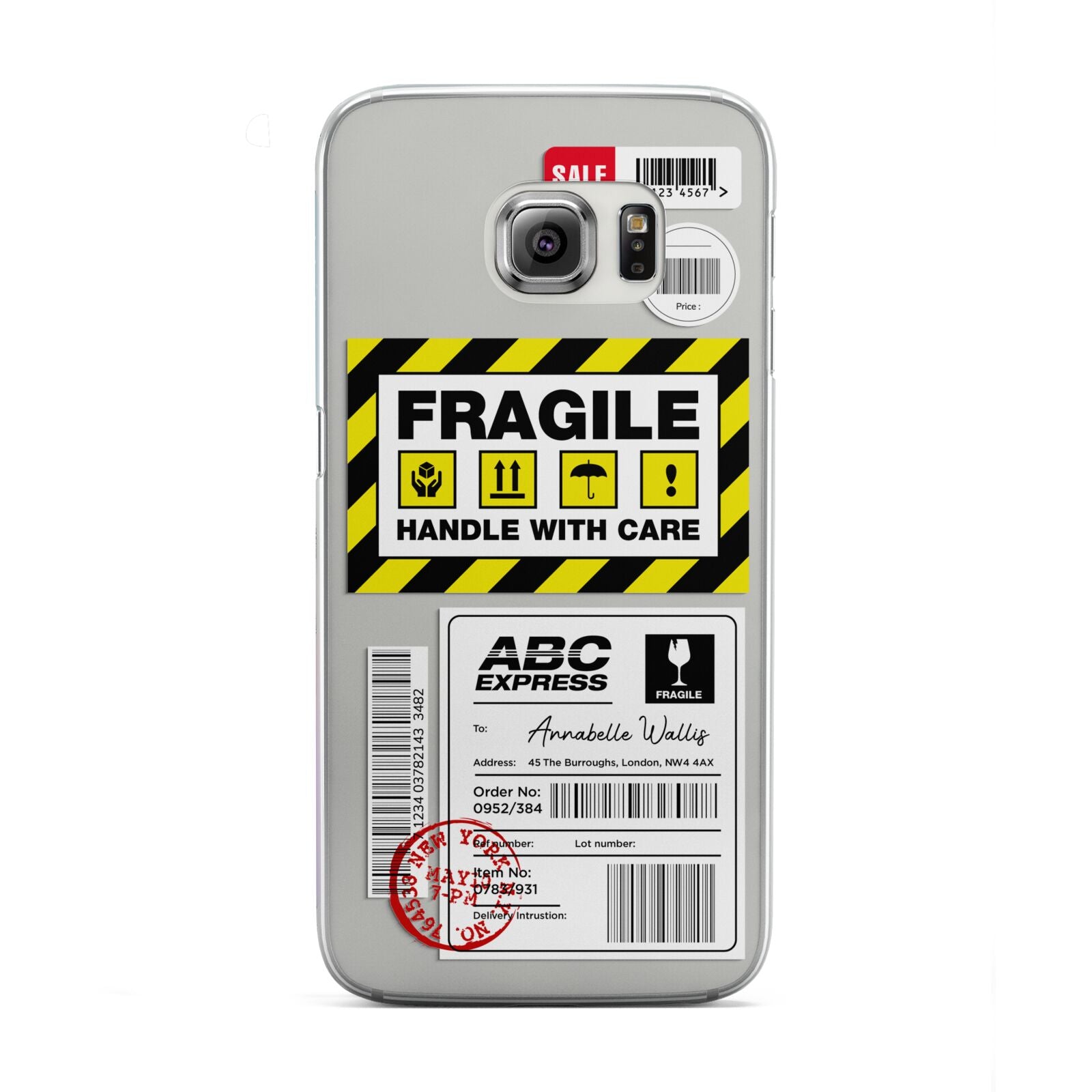 Fragile Courier Labels with Name Samsung Galaxy S6 Edge Case