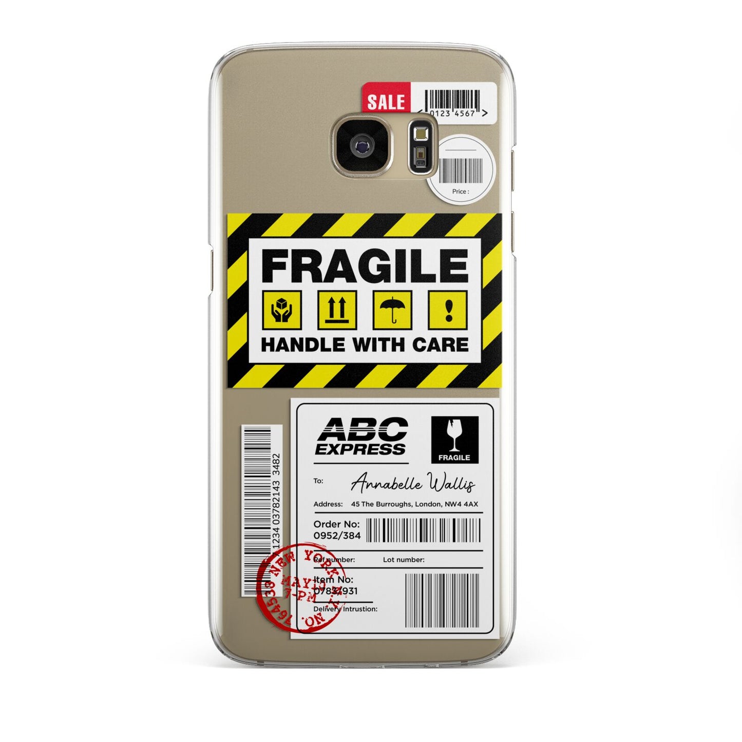 Fragile Courier Labels with Name Samsung Galaxy S7 Edge Case