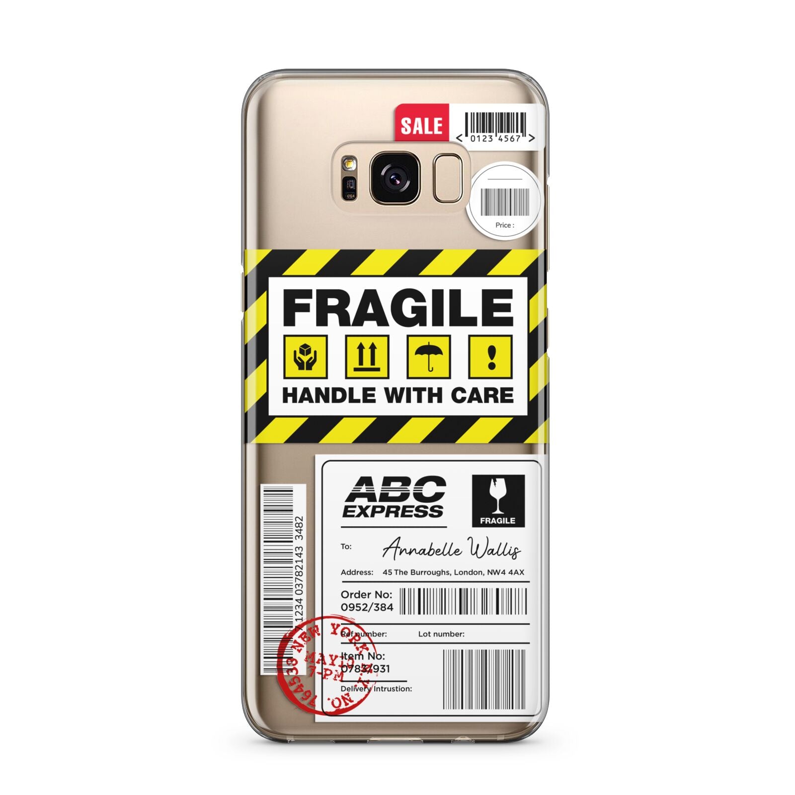 Fragile Courier Labels with Name Samsung Galaxy S8 Plus Case