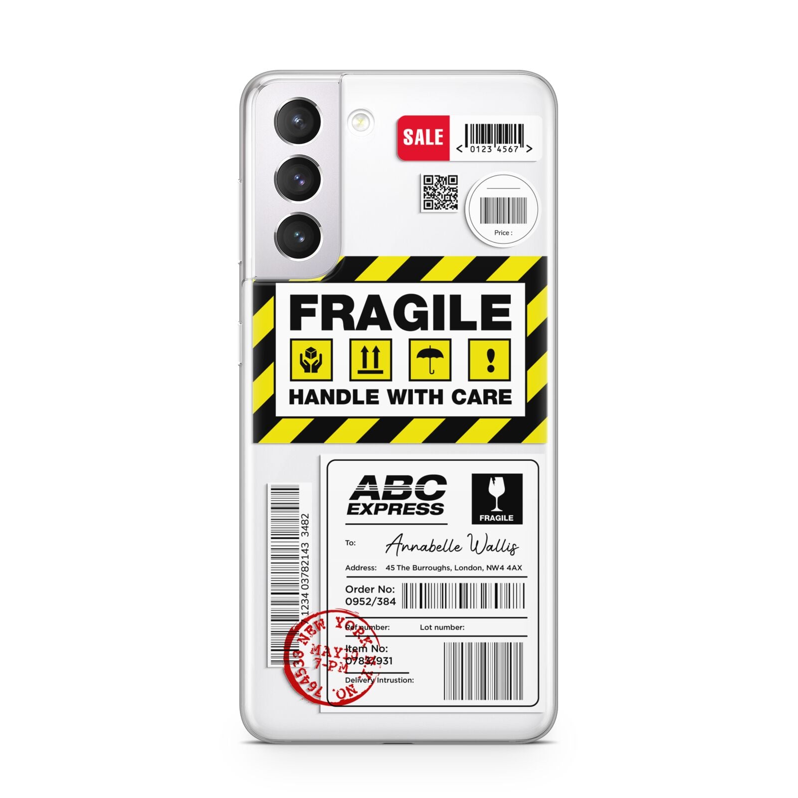 Fragile Courier Labels with Name Samsung S21 Case