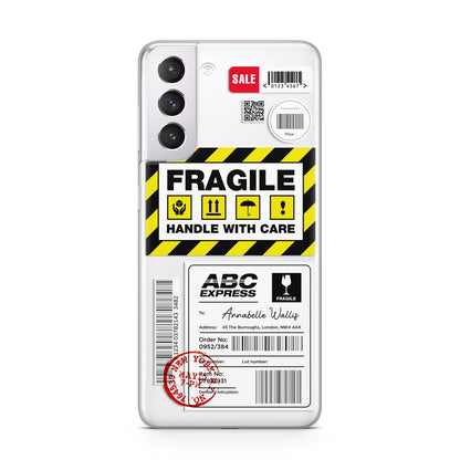 Fragile Courier Labels with Name Samsung S21 Case