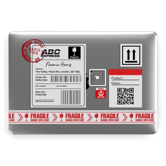 Fragile Delivery Labels with Name Apple MacBook Case