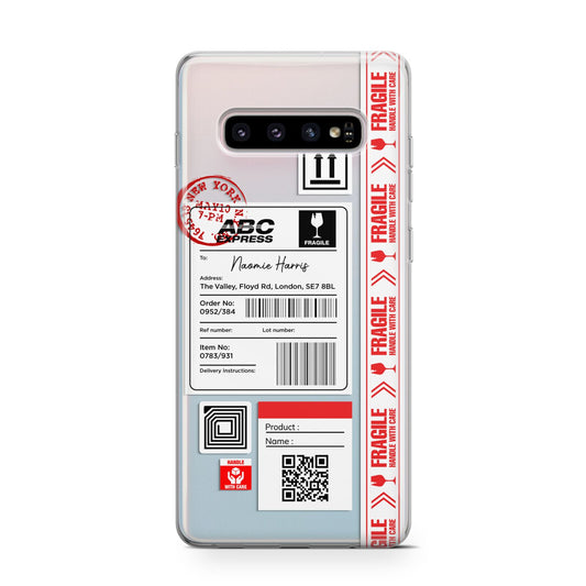 Fragile Delivery Labels with Name Protective Samsung Galaxy Case