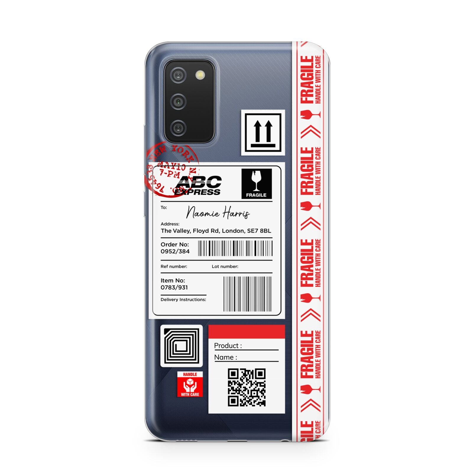 Fragile Delivery Labels with Name Samsung A02s Case