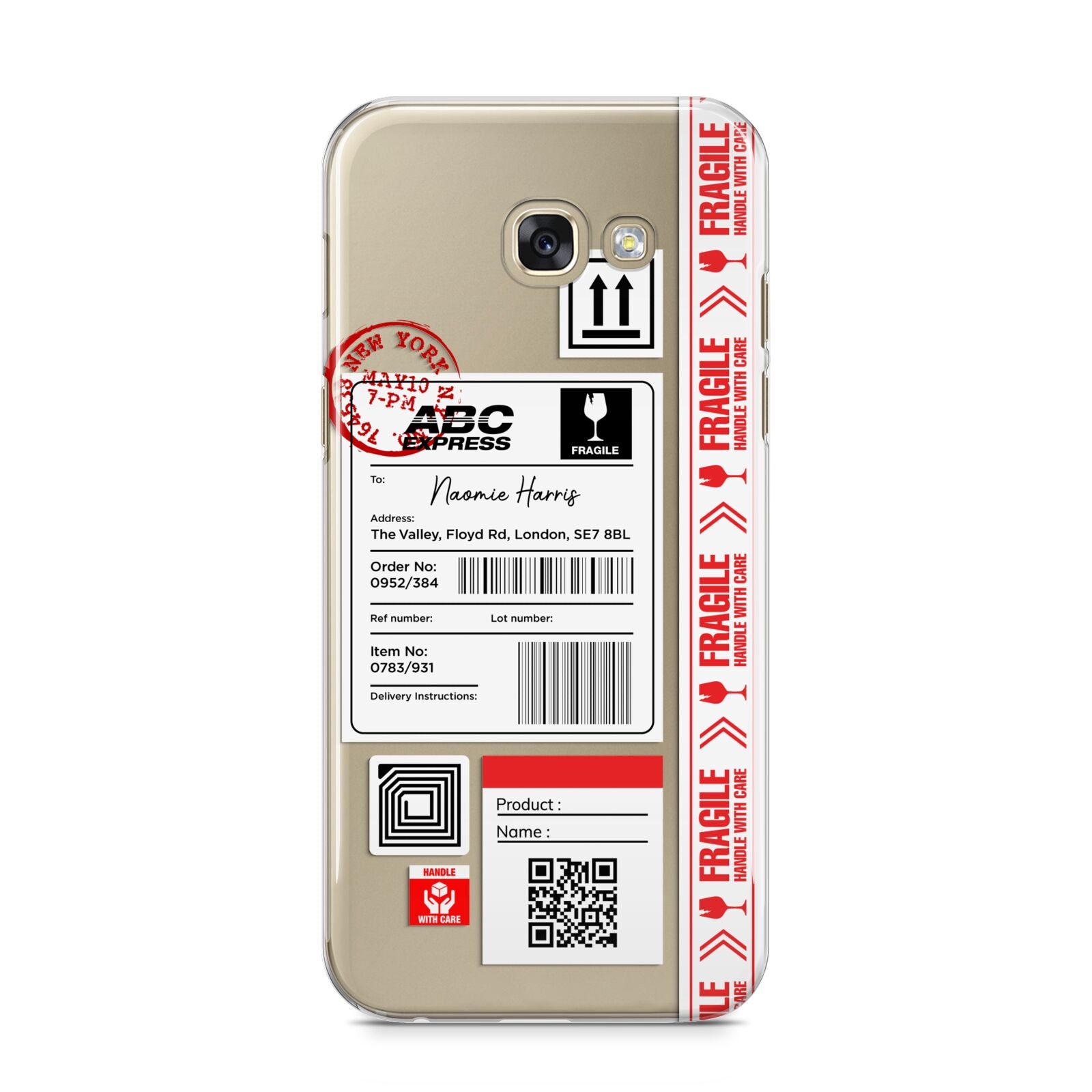 Fragile Delivery Labels with Name Samsung Galaxy Case Dyefor