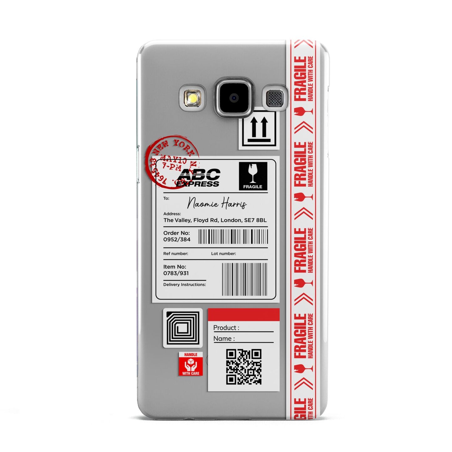 Fragile Delivery Labels with Name Samsung Galaxy A5 Case