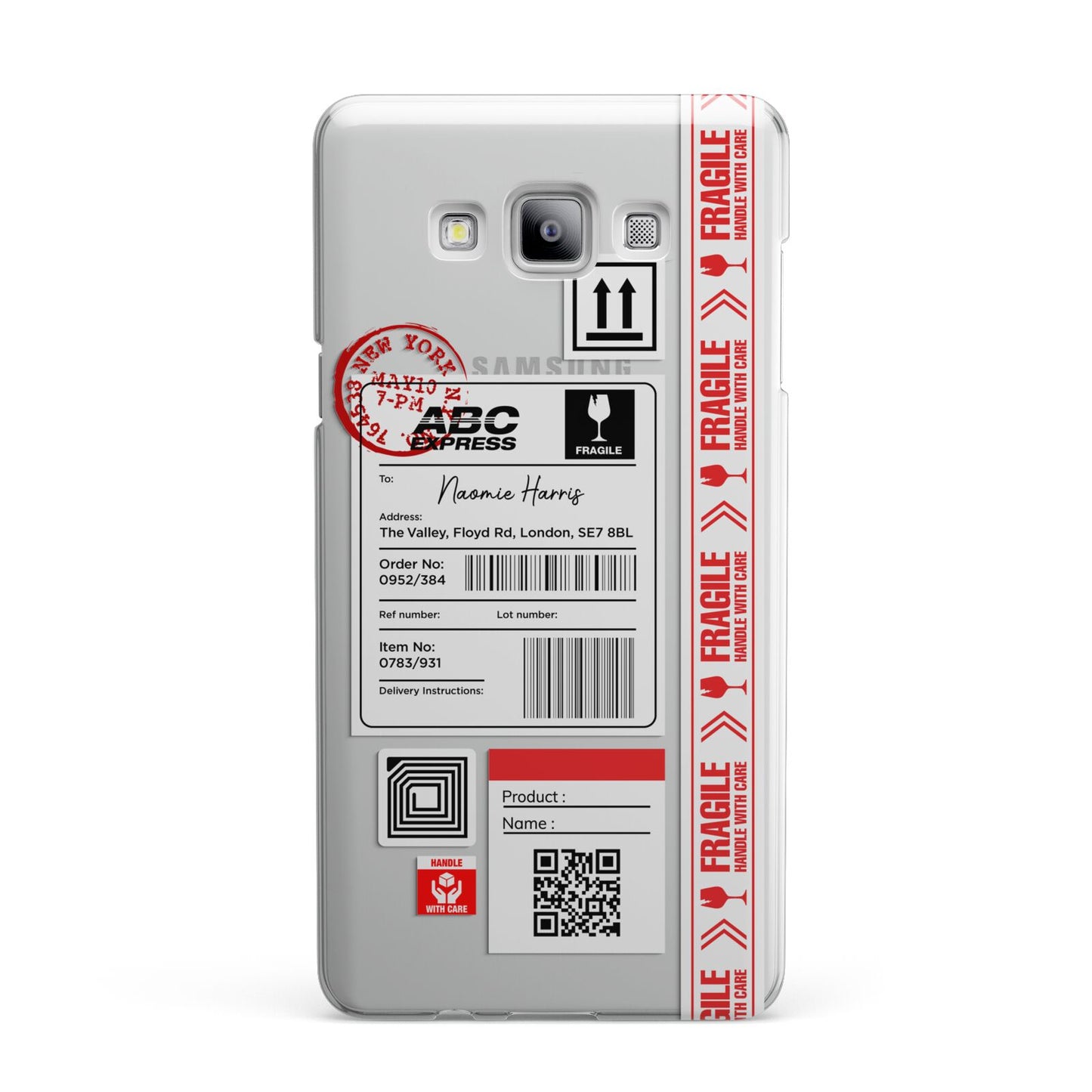 Fragile Delivery Labels with Name Samsung Galaxy A7 2015 Case