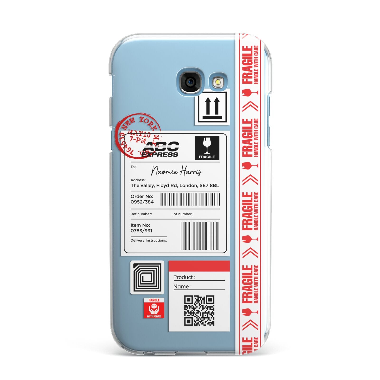 Fragile Delivery Labels with Name Samsung Galaxy A7 2017 Case