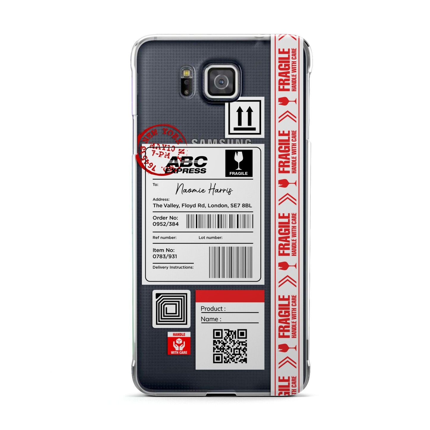 Fragile Delivery Labels with Name Samsung Galaxy Alpha Case