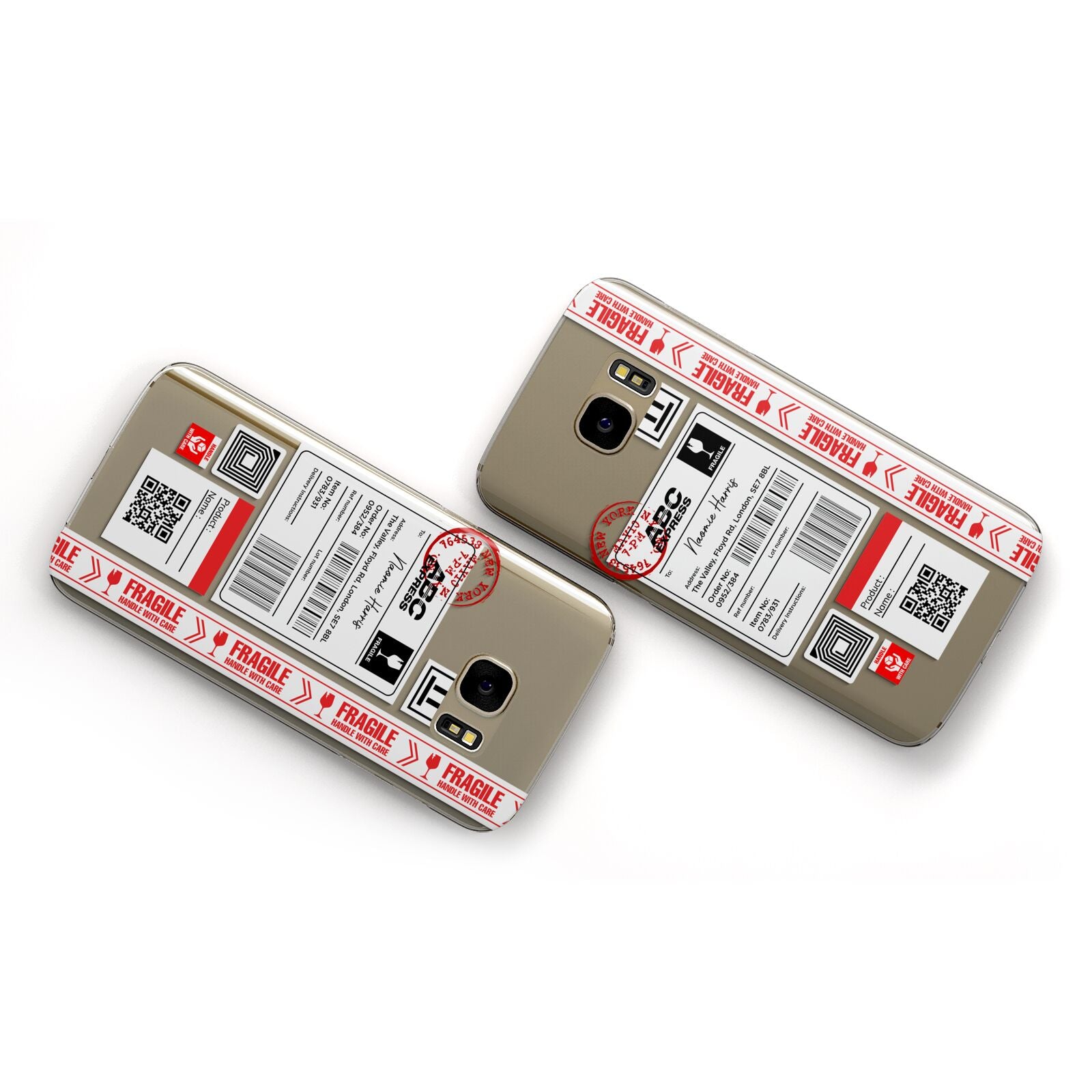 Fragile Delivery Labels with Name Samsung Galaxy Case Flat Overview