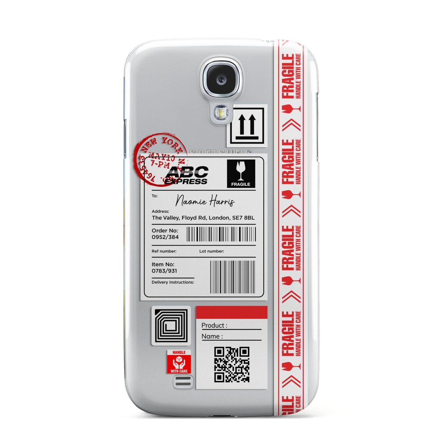 Fragile Delivery Labels with Name Samsung Galaxy S4 Case