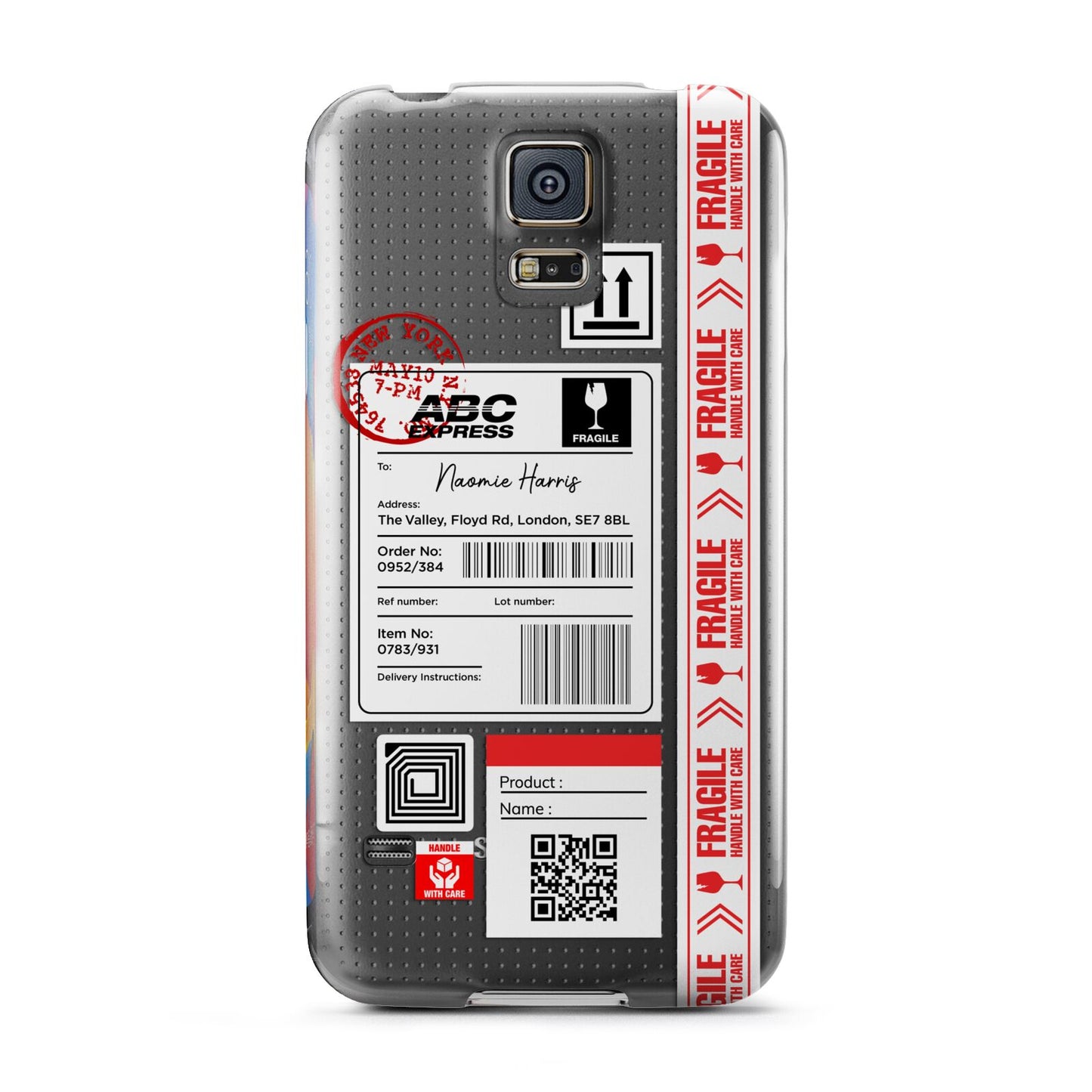 Fragile Delivery Labels with Name Samsung Galaxy S5 Case