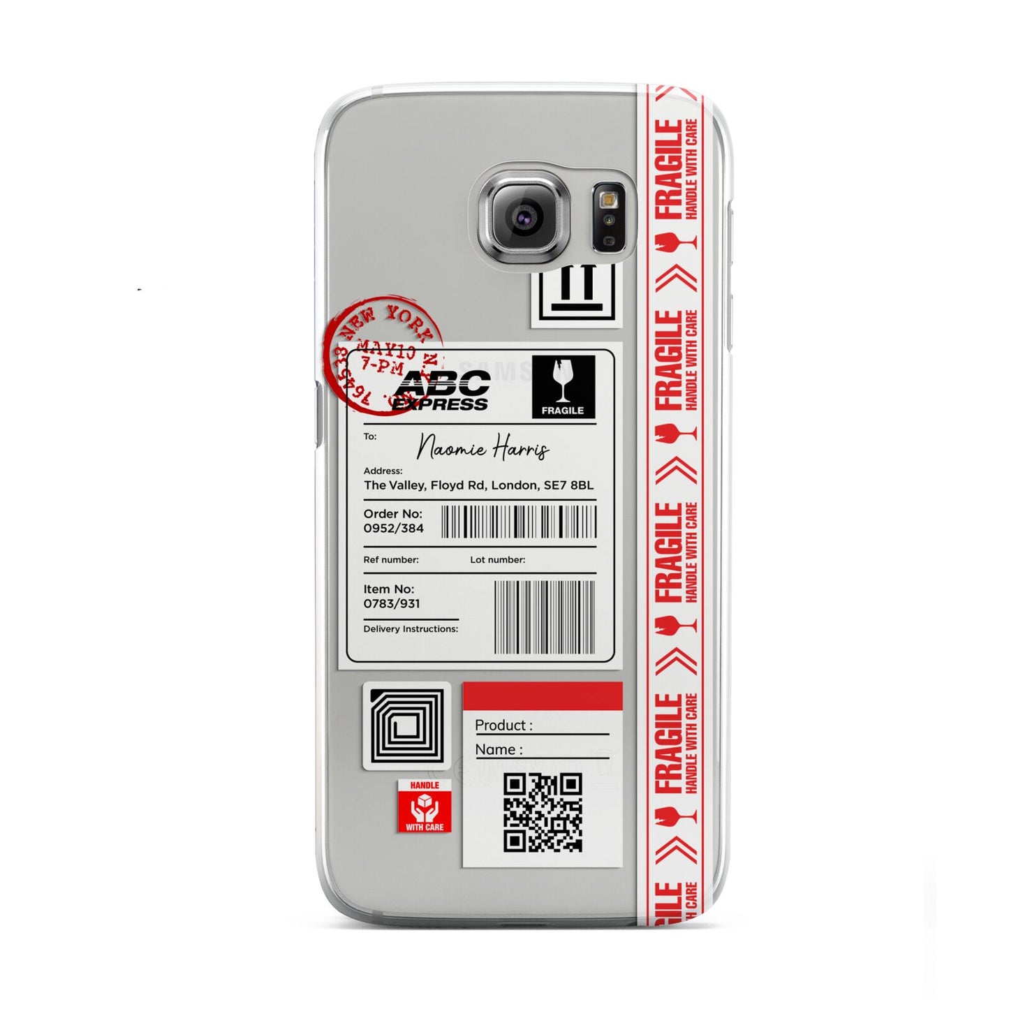 Fragile Delivery Labels with Name Samsung Galaxy S6 Case