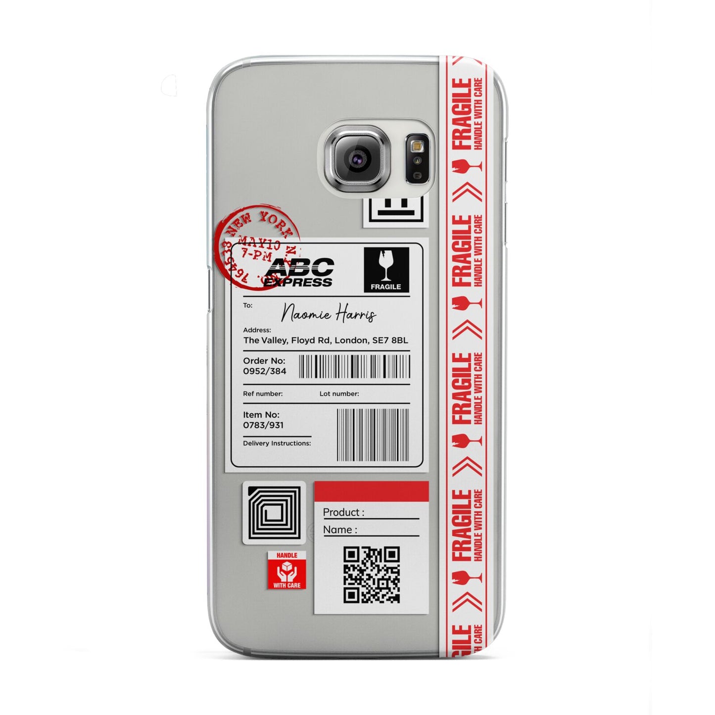 Fragile Delivery Labels with Name Samsung Galaxy S6 Edge Case