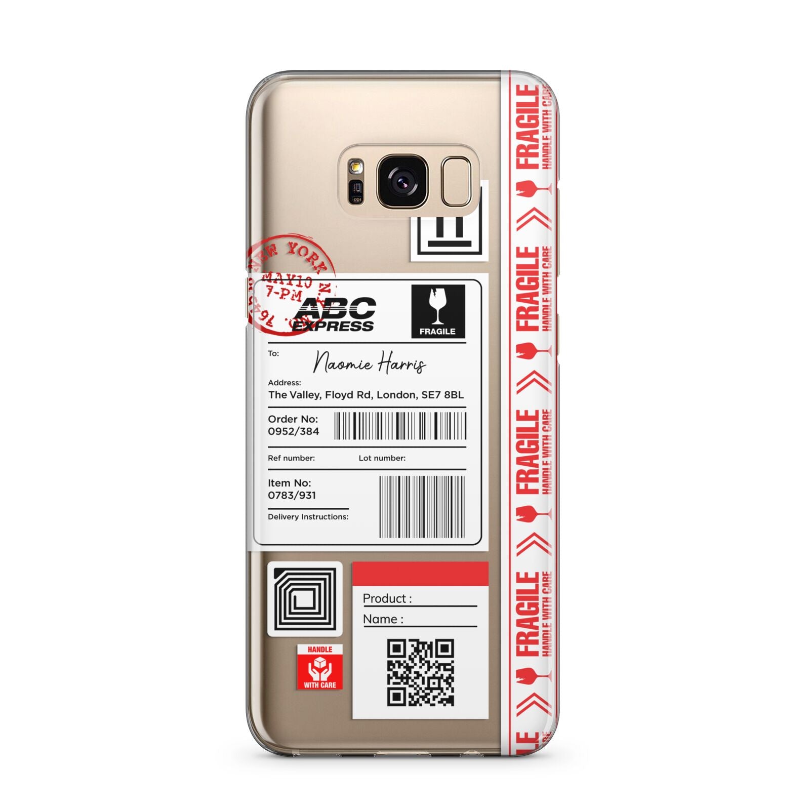 Fragile Delivery Labels with Name Samsung Galaxy S8 Plus Case