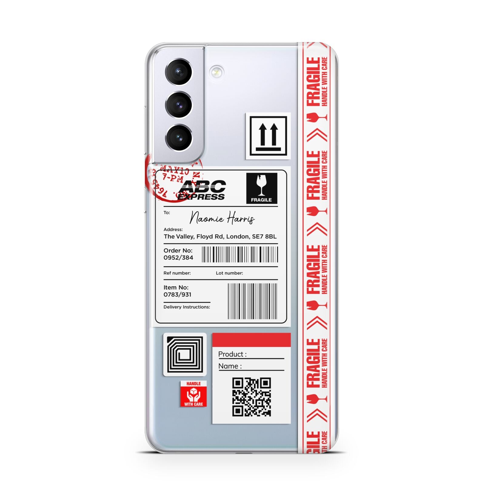 Fragile Delivery Labels with Name Samsung S21 Plus Case