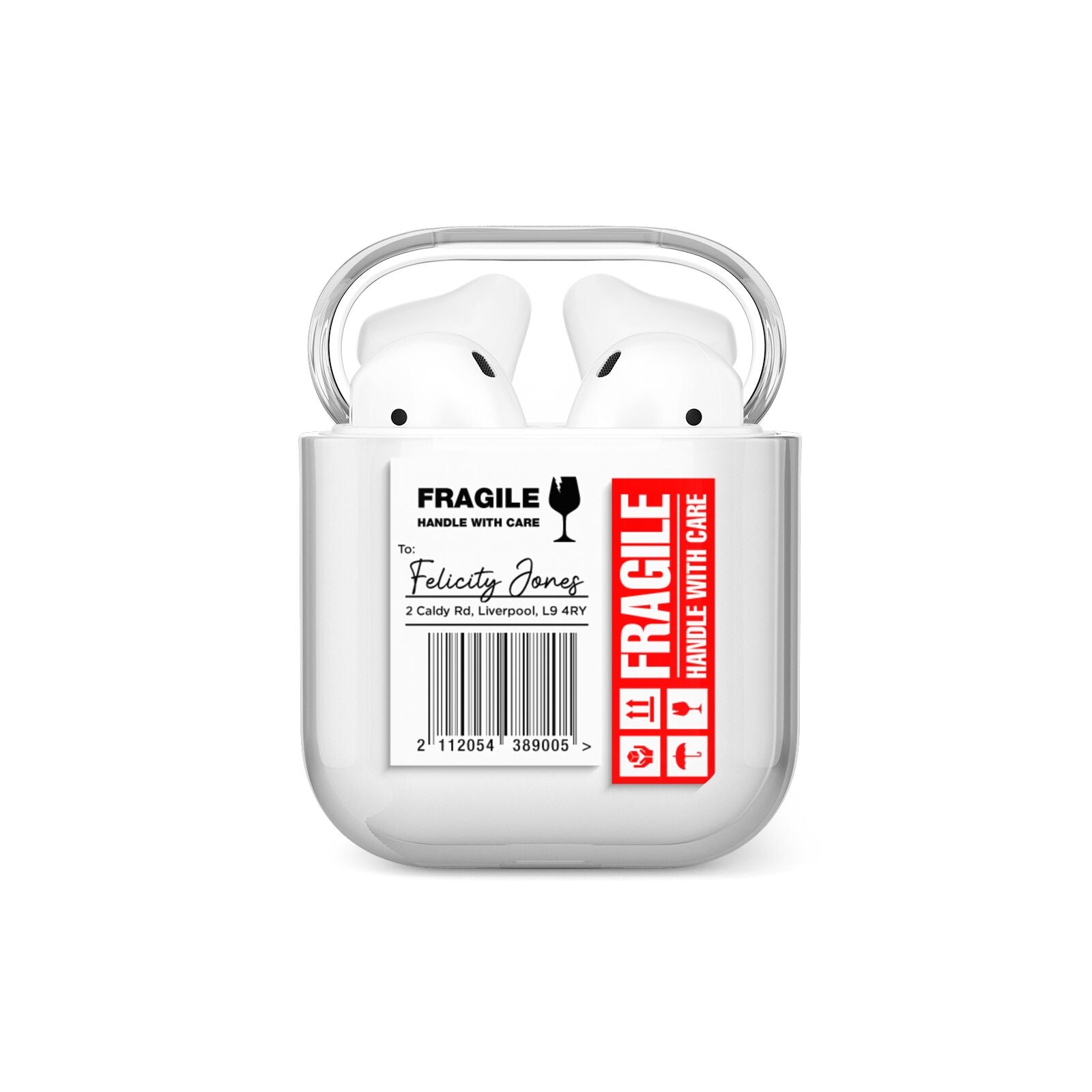 Fragile Parcel Labels with Name AirPods Case