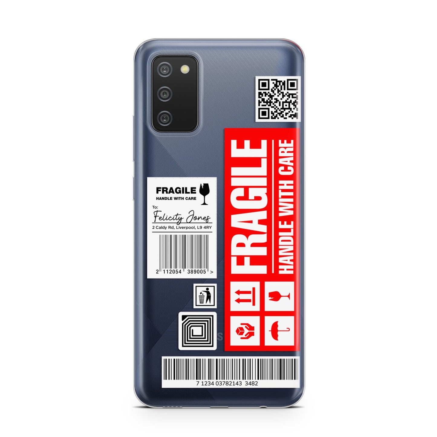 Fragile Parcel Labels with Name Samsung A02s Case