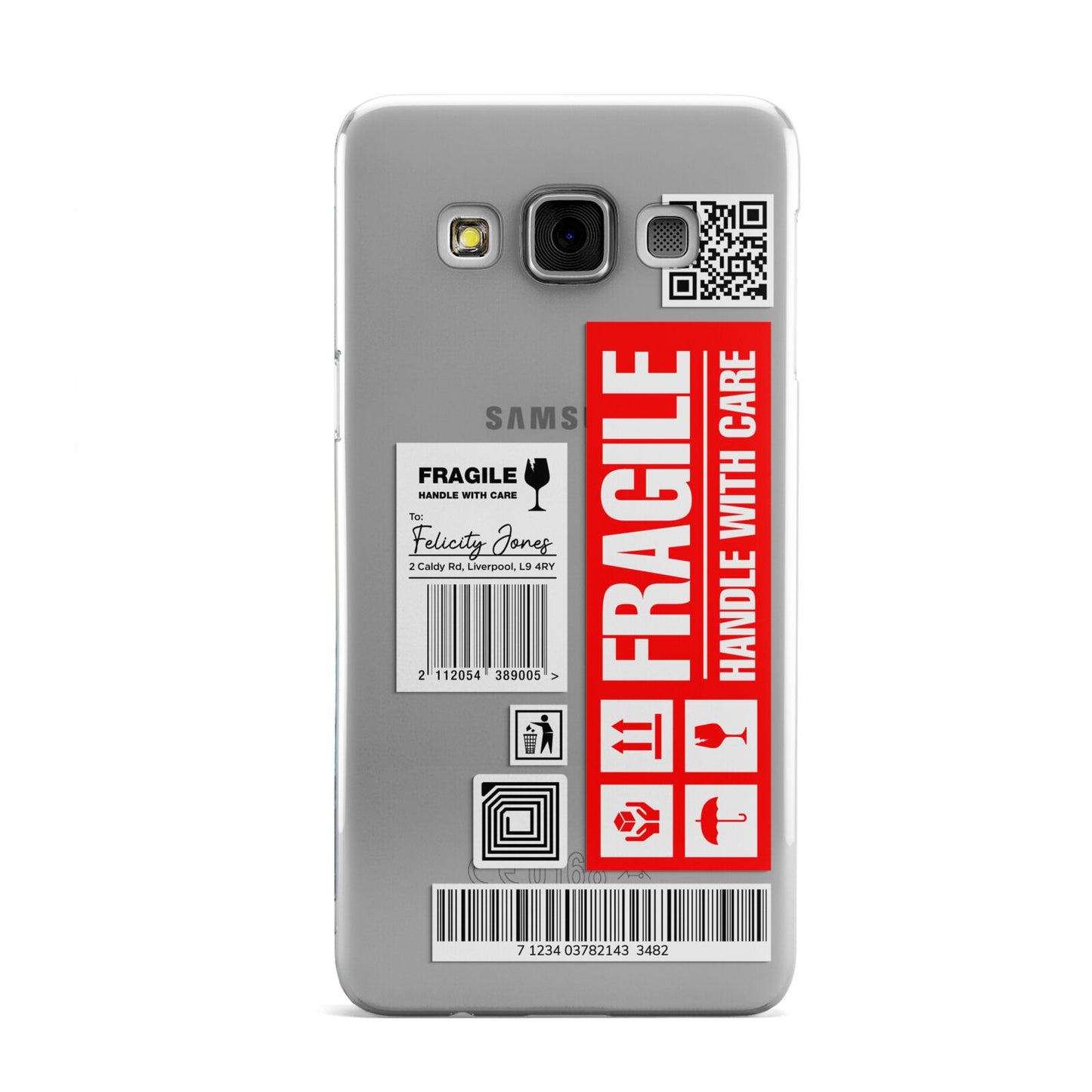 Fragile Parcel Labels with Name Samsung Galaxy A3 Case