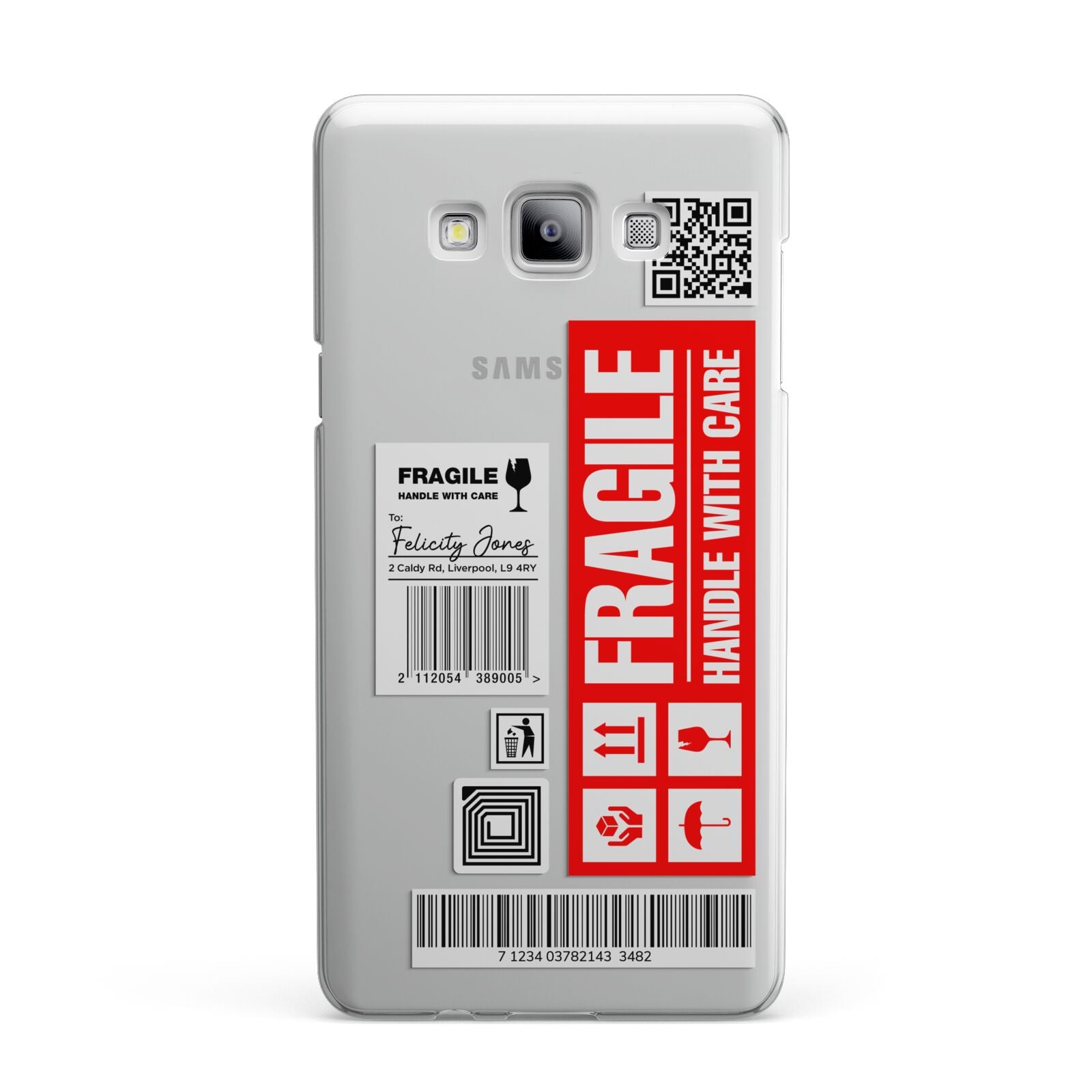 Fragile Parcel Labels with Name Samsung Galaxy A7 2015 Case