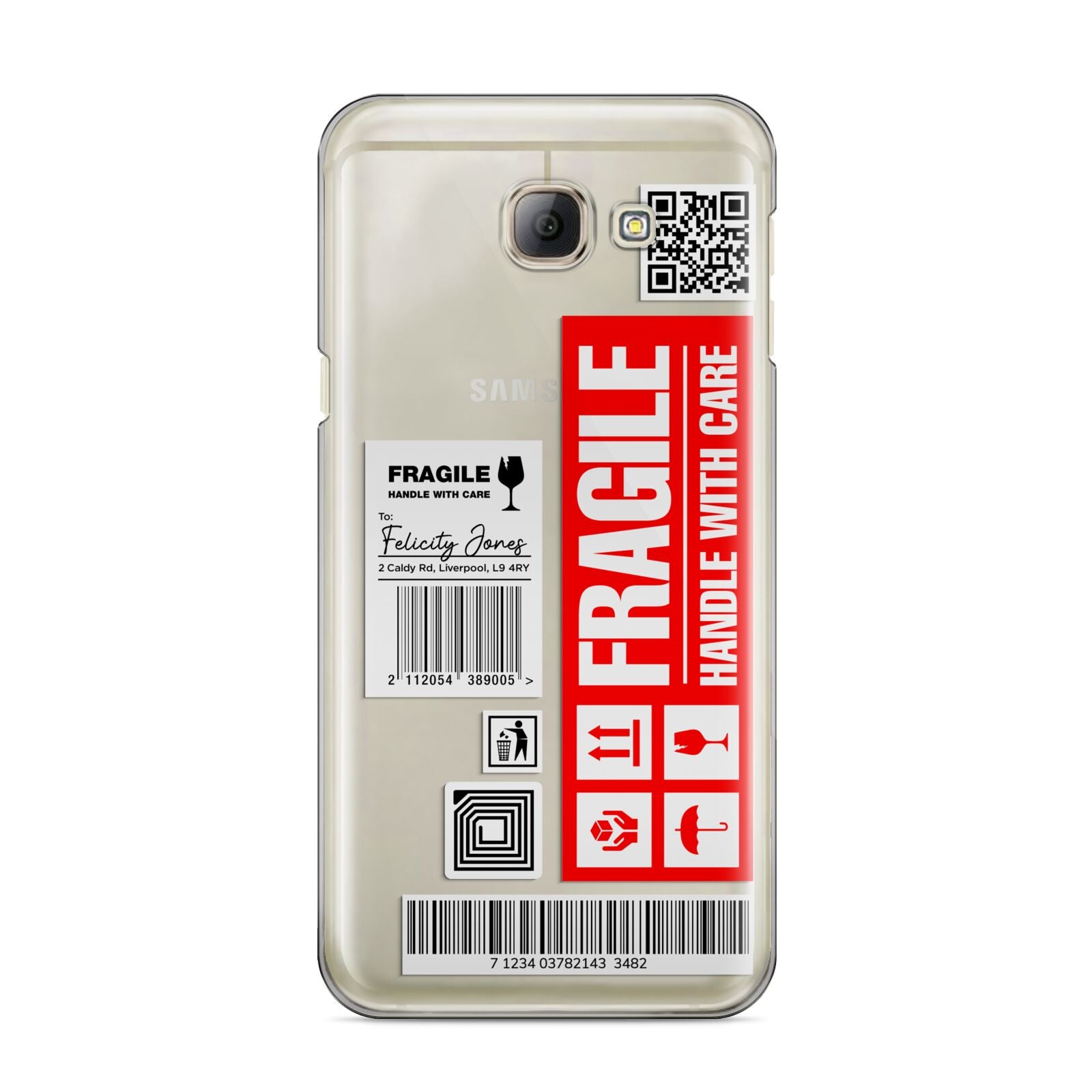 Fragile Parcel Labels with Name Samsung Galaxy A8 2016 Case