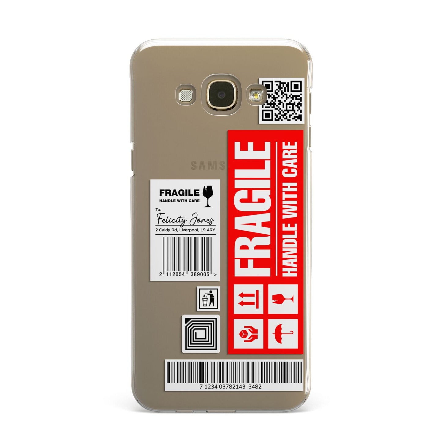 Fragile Parcel Labels with Name Samsung Galaxy A8 Case