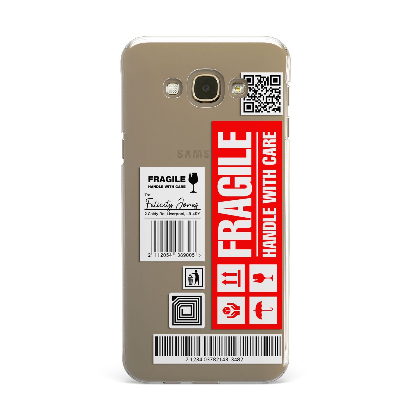 Fragile Parcel Labels with Name Samsung Galaxy A8 Case