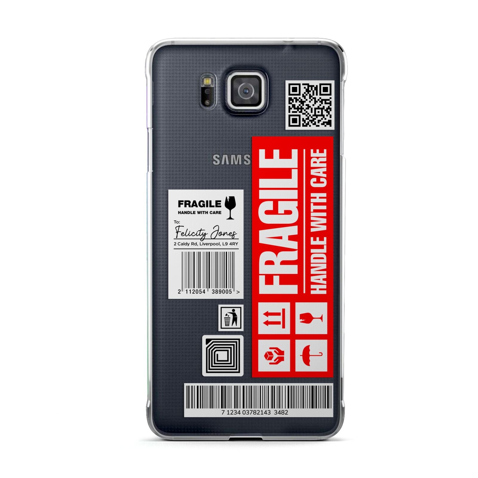 Fragile Parcel Labels with Name Samsung Galaxy Alpha Case