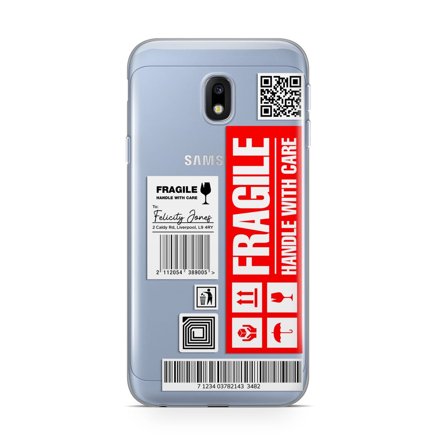 Fragile Parcel Labels with Name Samsung Galaxy J3 2017 Case