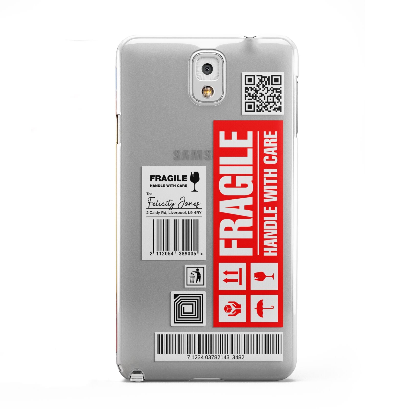 Fragile Parcel Labels with Name Samsung Galaxy Note 3 Case