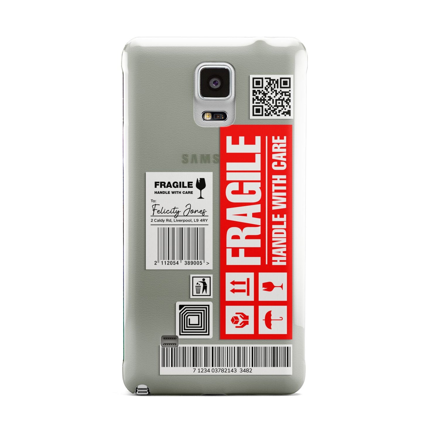 Fragile Parcel Labels with Name Samsung Galaxy Note 4 Case